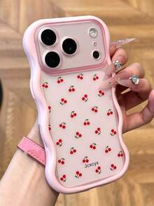 Casing Ponsel Matte Motif Ceri Merah Lucu Y2K, Kompatibel dengan iPhone 17 Pro Max 17 Pro 16 Pro 16 Pro Max 15 Pro Max 15 Pro 14 Pro Max 14 Pro 13, Desain Tepi Bergelombang Kreatif, Penutup Belakang Semi-Transparan yang Lucu - Berwarna merah muda - View 2