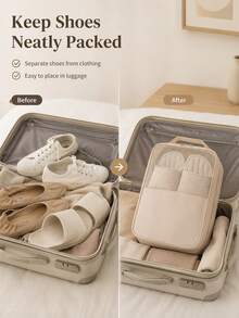 Travel Essential Waterproof Portable Handle Shoe Storage Bag, Luggage Organizer For Business Trips. Large Capacity Visible Breathable Mesh Design, Waterproof Dust-Proof Travel Storage Bag/Shoe Storage Bag. - Multicolor - View 2