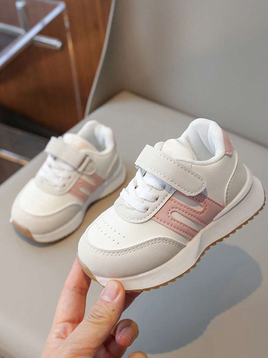 1 par de zapatos casuales rosa bebé, zapatos de correr ligeros y versátiles para niños y niñas, zapatos deportivos de moda para exteriores con cierre de gancho y bucle para niños y niñas pequeños - Rosa - Ver 1