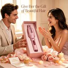 Fully Automatic Curling Iron With 4 Temperature Settings, Fast Heating, Bi-Directional Rotation, Automatic Shut-Off, Anti-Scald And Anti-Tangle Rotation Features, Perfect For Home And Travel. - Pink - View 6
