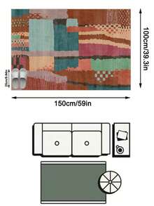 1 buah Karpet Klasik Maroko Motif Geometris Blok Warna Patchwork - Karpet Lembut Imitasi Kasmir, Cocok untuk Kamar Mandi, Dapur, Pintu Masuk, Lorong, Samping Tempat Tidur, Ruang Tamu, Kamar Tidur, Dapat Dicuci dengan Mesin Sepanjang Musim, Ukuran Besar, Dekorasi Rumah yang Estetis - MultiWarna - View 15