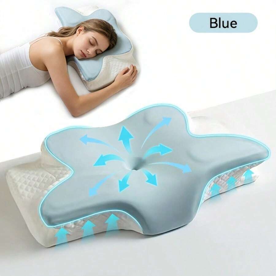 Butterfly Shaped Memory Foam Cervical Pillow - Ergonomic Design, Slow Rebound Relaxation, Bedding, Suitable For Side And Back Sleepers, With Machine Washable Pillowcase