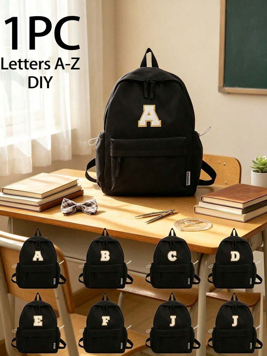 Tas ransel stiker huruf A-Z yang modis, dengan penutup resleting, desain warna polos sederhana, tas ransel terjangkau dan unik, cocok untuk remaja. Tas ini dilengkapi dengan tali bahu yang dapat disesuaikan, nyaman dan ringan, halus dan serbaguna, sempurna untuk kegiatan sehari-hari, sekolah, dan bepergian. Juga merupakan hadiah ulang tahun yang bagus (harap tempel stiker sendiri; tas termasuk). - MultiWarna - View 1