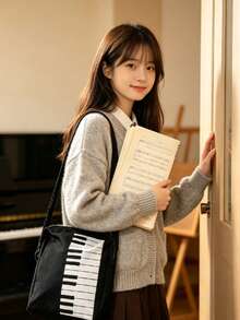 Classical Artistic Style Black And White Piano Key Shoulder Bag Student Crossbody Bag - Shoulder Bag - View 2