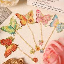 Vintage Minimalist Butterfly Metal Bookmark, Elegant Exquisite Student Reading Page Clip, Creative Reward Gift - Butterfly and Flower - View 2