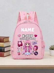 1pc Back To School Personalized Customized Backpack, Casual Cute K-Pop Music Idol Theme Print, Zipper Closure Nylon Material, Adjustable Shoulder Straps, Hand-Carry, Suitable For School, Commute, Shopping, Daily Use. Birthday Gift. - Multicolor - View 4