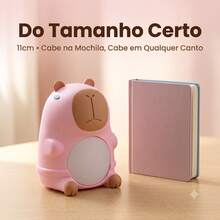 Mini Ventilador Capivara USB Recarregável com Luminária LED Luz Noturna Infantil Presente Decoração - Amarelo - Visão 6