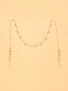 STONEFANS European And American Style Niche Water Drop Rhinestone Face Chain, Creative Personalized No-Piercing Nose Chain Integrated Chain, Stage Party Atmosphere Face Decor - Multicolor - View 10