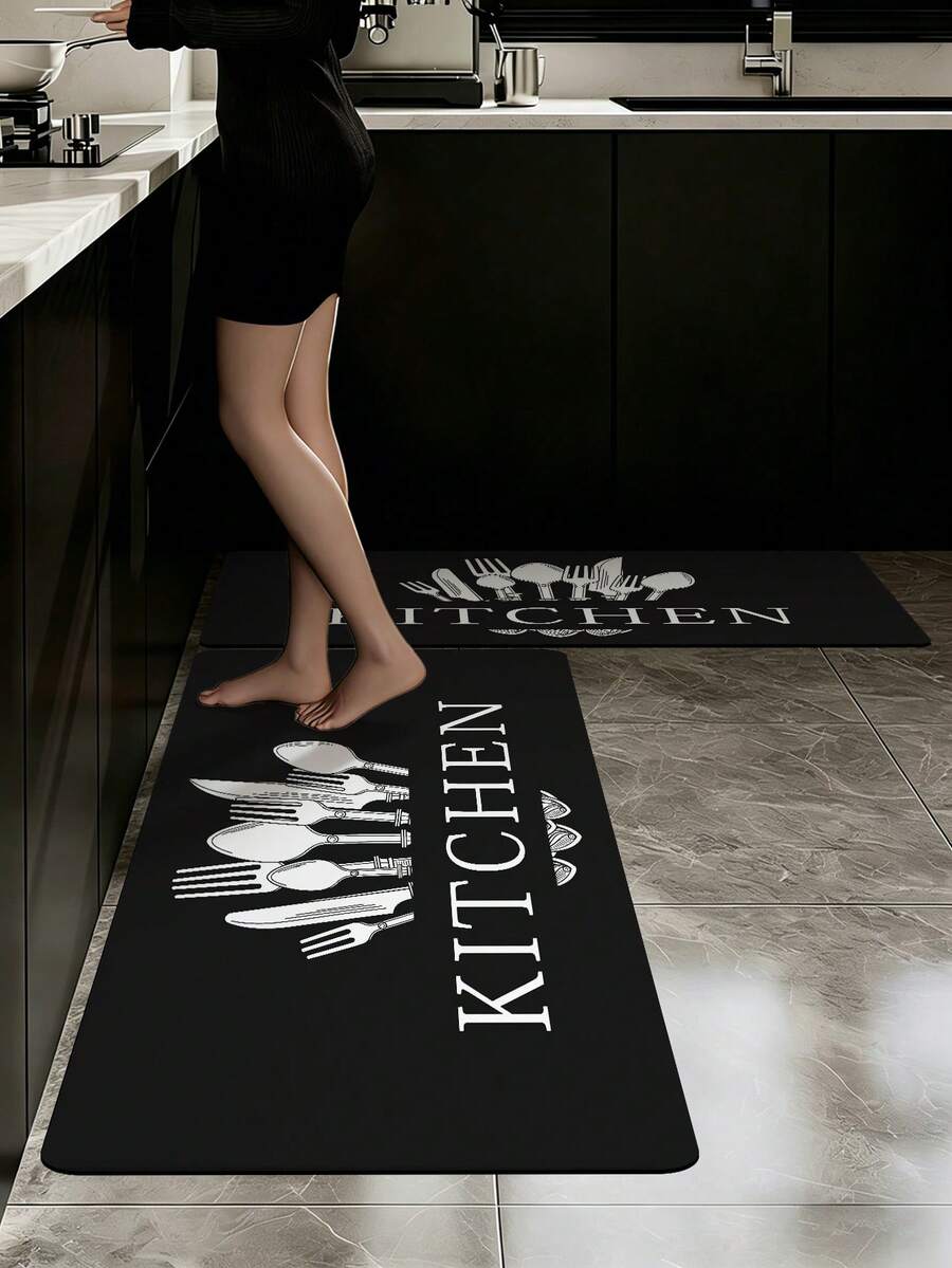 1pc Soft Thick Kitchen Mat, Anti-Slip Anti-Oil Kitchen Mat, Waterproof Kitchen Mat, Stain-Resistant Mat, Machine Washable, Entryway Mat, Kitchen Living Room Laundry Room Bathroom Absorbent Mat, Room Decor