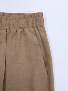 Men's Casual Beach Brown Rubber Loose Pants - Coffee Brown - View 4