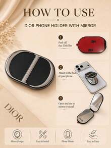 Dior Phone Stand Mirror 6.5*4.7cm, Built-In Makeup Mirror With 3M Strong Adhesive, Supports Phone, Suitable For Personal Use Or As A Gift - Dior Phone Stand Mirror - View 9