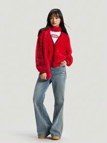 Adidas Originals Women's CRFT Cardigan Knit Sport Cardigan KT3171 - Red - View 7