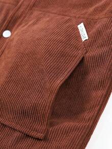 Boys' Vintage Corduroy Jacket, Thickened Loose Fit Jacket For Autumn/Winter - Brown - View 11