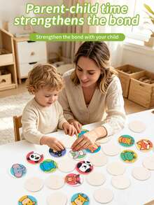 1 Set 32pcs Permainan Mencocokkan Memori Hewan & Buah Kartun Kayu, Permainan Papan Mencocokkan Pengenalan Bentuk untuk Balita, Mainan Edukasi Pendidikan Awal untuk Taman Kanak-kanak - MultiWarna - View 7