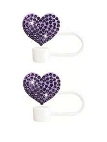Premium Silicone Straw Cover With Sparkling Rhinestone Heart Decoration, Reusable Beverage Cup Lid, Compatible With 30oz And 40oz Tumblers, Glam Decor Accessory For Women, Suitable For Multiple Holidays And Birthday Gifts - Multicolor - View 23