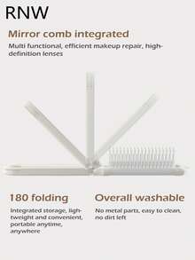 RNW Folding Hair Brush With Mirror, Compact Portable, 180° Foldable, Hair Styling Tool For Travel & Daily Use, 1 Pc,Brand Beauty Cosmetic Makeup - White - View 4