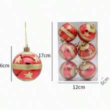 1 Box (6pcs) 6cm Painted Christmas Ball Ornaments, Christmas Tree Hanging Decorations, Hand-Painted Plastic Electroplated Balls - 6Pcs - View 7