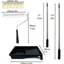 9-Inch Paint Roller Set With 1-1.5m Extendable Pole And Paint Tray, Suitable For Home Renovation, Wall Painting And Touch-Up - 9in - View 4