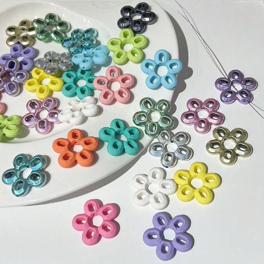 Light Bulb Hollow Out Large Flower Rubber Straight Hole DIY Mobile Phone Chain Bead Material Matched With Necklace Accessories Loose Beads