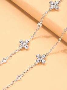 1pc Zirconia Flower Face Chain Eyeglass Chain Anti-Slip Anti-Drop Chain French Fashion Women Accessory - Flowers - View 8