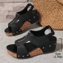 Popular Summer Outerwear, Daily Wear, Vacation Style, Street Fashion Heightening, Comfortable Slip-On, Versatile Casual Thick-Soled Women's Slippers - K77黑色 - 查看 4