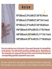 1pc, 2m, 3 Meters, 4m Long Colorful Star Moon Sequin White Mesh Tulle Fabric, Suitable For Birthday Party, Wedding Arch Decoration, Ceremony Backdrop Decoration, Various Banquet Hanging Decoration, Bachelor Party, Social Dance, Anniversary, Valentine's Day, Halloween, Christmas, Dessert Table Arrangement, Aisle/Hanging/Table & Chair Decoration, Home Hanging Curtain Decoration, DIY Cuttable, Multi-Functional Decorative Craft Fabric - White Star Moon Tulle - View 4