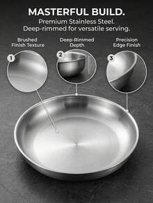 6pcs/3pcs/1pc Silver Round Stainless Steel Dinner Plate Set With Grape Element Pattern, Multi-Piece Combination For Daily Home Kitchen, Restaurant, Outdoor Party And Gathering Occasions - Multicolor - View 3