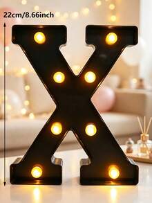 22cm 家居裝飾 LED 發光字母燈，婚禮求婚生日派對裝飾字母數字燈，女孩房裝飾燈，室內裝飾 - 黑色 - 查看 37