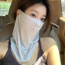 1pc New Ear-Loop Sun Protection Face Mask For Women, Summer Face & Neck Cover, Ice Silk Neck Gaiter Veil For Cycling, Driving, Sports - Multicolor - View 4