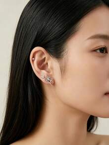 9/18 Pasang/Set Anting-Anting Unisex 3-in-1 Motif Bunga Kupu-kupu Hati Berlian Imitasi, Hadiah Kencan Romantis, Aksesoris Perhiasan untuk Pemakaian Sehari-hari, Gaya Acak - Anting tiga-dalam-satu dari baja tahan karat - View 7