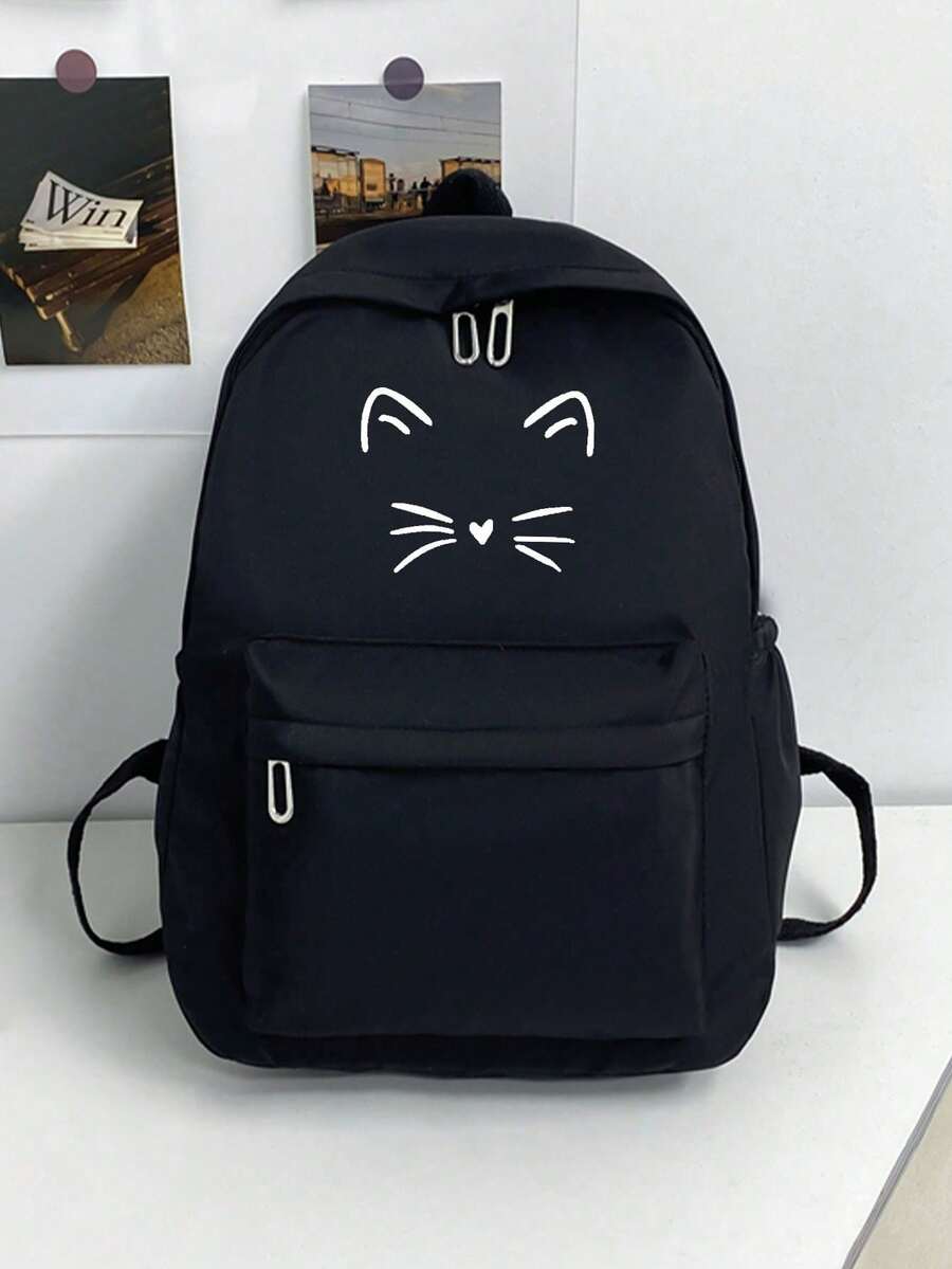 Mochila de gran capacidad multifuncional de unicolor minimalista para estudiantes; Bolsa de regreso a la escuela; Mochila de araña - oscuro 7 - Ver 1