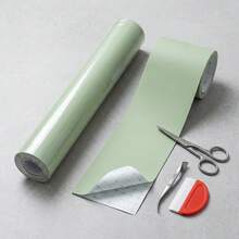 1 Roll Matte Sage Green Self-Adhesive Baseboard Sticker 10cm Wide, Glue-Free Self-Adhesive Wall Decoration Baseboard, Home Wall Renovation Decoration, Home Decor, Room Decor, Dorm Decor, Wall Decor - 1PC - View 3