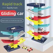 Mainan Mobil Luncur Edukatif, Mobil Luncur Lintasan Bertingkat, Mobil Kartun Luncur dengan Inersia, Stiker Hewan DIY untuk Dekorasi Gratis, Alas Tebal Stabil dan Tidak Mudah Terbalik, Mainan Rekreasi untuk Melatih Sensori dan Interaksi Orang Tua-Anak untuk Balita - MultiWarna - View 3