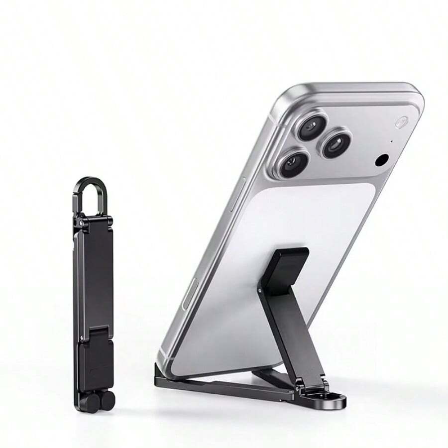 1 Portable Foldable Phone Stand – Mini Keychain Phone Holder With Spring Clip, Compact Travel Stand, Compatible With IPhone And All Smartphones Up To 8 Inches (20.32 Cm) - Multicolor - View 1
