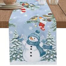 Christmas Snowman Snowflake Xmas Tree Table Runner Reusable Winter Kitchen Dining Table Runner Christmas Decorations - Multicolor - View 2