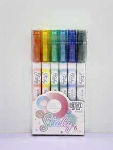 6pcs/Pack. Glitter Fluorescent Pens, Bright Colors, Large Capacity, Suitable For Highlighting, Note Marking, Planner Decoration, Doodling, Daily Study, Office Work, Handmade DIY Creation. Student Stationery. - Flash Highlighter - View 10
