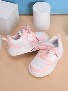 Toddler's Fashion Colorblock Sports Skate Shoes With Hook And Loop Closure - Pink - View 3