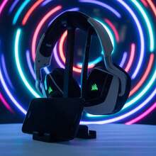Suporte Gamer Headset e Celular 2 em 1 Organizador Mesa Setup Gaming Stand Fone Smartphone Preto - Visão 3