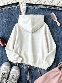 Casual Fashion Sweet Cartoon Expression Print Sweatshirt, Suitable For Spring, Autumn And Winter, Teen Girls Style - Light Grey - View 2