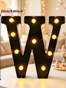 22cm 家居裝飾 LED 發光字母燈，婚禮求婚生日派對裝飾字母數字燈，女孩房裝飾燈，室內裝飾 - 黑色 - 查看 28