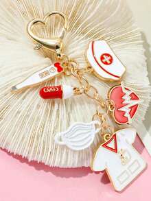 Nurses Day Keychain Cartoon Medical Charm Drop Oil Pendant For Nursing Students Graduation Gift Doctors Accessories - White - View 2