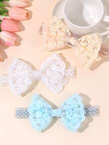 3PCS Lace Floral Flowers Headband For Baby Mesh Breathable And Comfortable Hair Band,Soft Hair Accessories For Infant Daily Wear Party Girls Gift - Multicolor - View 3