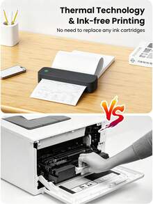 Portable A4 Thermal Printer, Wireless Bluetooth Inkless Document Printer, A4 Thermal Roll Paper And Folded Thermal Paper Optional, Black/White Printer, Suitable For Travel, Office, Home, Mobile Office, Learning - Multicolor - View 7