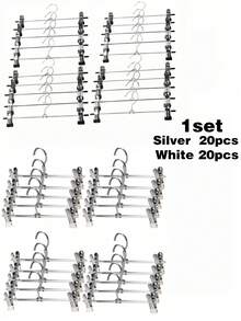 1/5/10/20/40pcs Galvanized Pants Clips Multi-Functional Storage Home Stainless Steel Pants Rack Non-Slip No-Trace Clothes Hanger - Silver - View 25