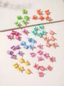 50pcs Mini Random Brown Matte Butterfly Hair Clips, Small Hair Claws - Multicolor - View 1