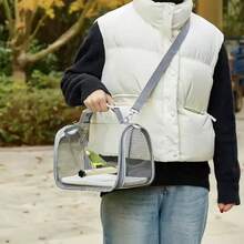 Parrot Carrier Bag, Breathable Bird Travel Bag For Pigeon, Lizard, Hamster, Portable Bird Cage For Home Use, Small Pet Supplies, Transparent Panoramic - Grey - View 5
