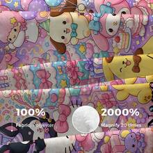 SANRIO 1件卡通主題客製化毛毯，可客製化個人姓名與愛心元素，可愛甜美風格，柔軟舒適，可機洗，適用於沙發、床鋪、旅行，送給家人與朋友的完美禮物 - 彩色 - 查看 9