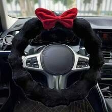 1pc New Cute Style Car Steering Wheel Cover Interior Bowknot Decoration Anti-Slip Anti-Freeze Grip - Multicolor - View 2