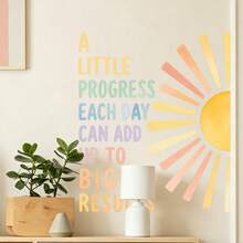1/3pcs Inspirational Quote Wall Sticker, Daily Progress Sun Wall Sticker, Bohemian Style Vinyl Art, Suitable For Home, Office, Study Room Decoration, Positive Energy Mural - Inspirational Wall Decals - View 1