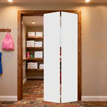 Dual 2Panel Cottagestyle Door 3/4" Thick 28 In. X 84 In. Solid Core White Finished Vinyl Bi-Fold Door With Hardware Kit - Milk White - View 6